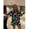 image:imageUOUA Womens 80s Color Block Outfits 2 Piece Tracksuit 90s Party Costume Summer Zip Up Windbreaker amp Short SetsBlackgraphic