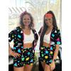 image:imageUOUA Womens 80s Color Block Outfits 2 Piece Tracksuit 90s Party Costume Summer Zip Up Windbreaker amp Short SetsBlackgraphic
