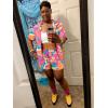 image:imageUOUA Womens 80s Color Block Outfits 2 Piece Tracksuit 90s Party Costume Summer Zip Up Windbreaker amp Short SetsPinkprint