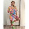 image:imageUOUA Womens 80s Color Block Outfits 2 Piece Tracksuit 90s Party Costume Summer Zip Up Windbreaker amp Short SetsPinkprint