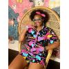 image:imageUOUA Womens 80s Color Block Outfits 2 Piece Tracksuit 90s Party Costume Summer Zip Up Windbreaker amp Short SetsRoseprint