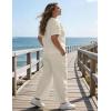 image:imageUOUA Womens Plus Size Sweatsuit 2 Piece Outfits Summer Short Sleeve Tops Wide Leg Pants Tracksuit Lounge SetsNew Beige