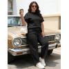 image:imageUOUA Womens Plus Size Sweatsuit 2 Piece Outfits Summer Short Sleeve Tops Wide Leg Pants Tracksuit Lounge SetsNew Black