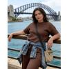 image:imageUOUA Womens Plus Size Sweatsuit 2 Piece Outfits Summer Short Sleeve Tops Wide Leg Pants Tracksuit Lounge SetsNew Brown