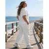 image:imageUOUA Womens Plus Size Sweatsuit 2 Piece Outfits Summer Short Sleeve Tops Wide Leg Pants Tracksuit Lounge SetsNew White