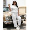 image:imageUOUA Womens Plus Size Sweatsuit 2 Piece Outfits Summer Short Sleeve Tops Wide Leg Pants Tracksuit Lounge SetsNew White