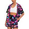 image:imageUOUA Womens 80s Color Block Outfits 2 Piece Tracksuit 90s Party Costume Summer Zip Up Windbreaker amp Short SetsRoseprint