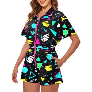 image:imageUOUA 80s Outfit Women 90s Jumpsuit Costume OnePiece Workout Track Suit Party Retro ClothingBlackgraphic