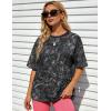 image:imageUOUA Women Oversized Graphic TShirt Casual Cotton Tees Printed Summer TopsBlack Leaves