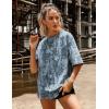 image:imageUOUA Women Oversized Graphic TShirt Casual Cotton Tees Printed Summer TopsBlue Leaves