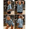 image:imageUOUA Women Oversized Graphic TShirt Casual Cotton Tees Printed Summer TopsBlue Leaves