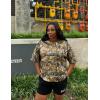 image:imageUOUA Women Oversized Graphic TShirt Casual Cotton Tees Printed Summer TopsGreen Leaves