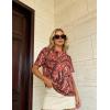 image:imageUOUA Women Oversized Graphic TShirt Casual Cotton Tees Printed Summer TopsPink Leaves