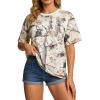 image:imageUOUA Women Oversized Graphic TShirt Casual Cotton Tees Printed Summer TopsApricot Leaves