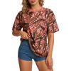 image:imageUOUA Women Oversized Graphic TShirt Casual Cotton Tees Printed Summer TopsPink Leaves