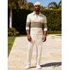 image:imageUOUA Mens 2 Piece Set Casual Outfits 14 Zip Polo Long Sleeve Shirt amp Pants Track Suit Loungewear Athletic SweatsuitBeige