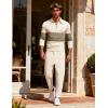 image:imageUOUA Mens 2 Piece Set Casual Outfits 14 Zip Polo Long Sleeve Shirt amp Pants Track Suit Loungewear Athletic SweatsuitBeige