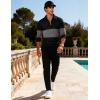 image:imageUOUA Mens 2 Piece Set Casual Outfits 14 Zip Polo Long Sleeve Shirt amp Pants Track Suit Loungewear Athletic SweatsuitBlack