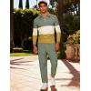 image:imageUOUA Mens 2 Piece Set Casual Outfits 14 Zip Polo Long Sleeve Shirt amp Pants Track Suit Loungewear Athletic SweatsuitGreen