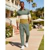 image:imageUOUA Mens 2 Piece Set Casual Outfits 14 Zip Polo Long Sleeve Shirt amp Pants Track Suit Loungewear Athletic SweatsuitGreen
