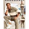 image:imageUOUA Mens 2 Piece Set Casual Outfits 14 Zip Polo Long Sleeve Shirt amp Pants Track Suit Loungewear Athletic SweatsuitKhaki