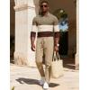 image:imageUOUA Mens 2 Piece Set Casual Outfits 14 Zip Polo Long Sleeve Shirt amp Pants Track Suit Loungewear Athletic SweatsuitKhaki