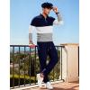 image:imageUOUA Mens 2 Piece Set Casual Outfits 14 Zip Polo Long Sleeve Shirt amp Pants Track Suit Loungewear Athletic SweatsuitNavy
