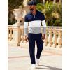 image:imageUOUA Mens 2 Piece Set Casual Outfits 14 Zip Polo Long Sleeve Shirt amp Pants Track Suit Loungewear Athletic SweatsuitNavy