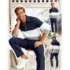 image:imageUOUA Mens 2 Piece Set Casual Outfits 14 Zip Polo Long Sleeve Shirt amp Pants Track Suit Loungewear Athletic SweatsuitNavy