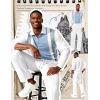 image:imageUOUA Mens 2 Piece Set Casual Outfits 14 Zip Polo Long Sleeve Shirt amp Pants Track Suit Loungewear Athletic SweatsuitWhite Blue Block