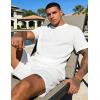 image:imageUOUA Mens Shorts Set Crewneck Short Sleeve TShirt amp Shorts Twisted Texture 2 Piece Summer Outfits Casual Matching SetsAll White