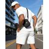image:imageUOUA Mens Shorts Set Crewneck Short Sleeve TShirt amp Shorts Twisted Texture 2 Piece Summer Outfits Casual Matching SetsAll White