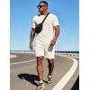 image:imageUOUA Mens Shorts Set Crewneck Short Sleeve TShirt amp Shorts Twisted Texture 2 Piece Summer Outfits Casual Matching SetsBeige