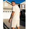 image:imageUOUA Mens Shorts Set Crewneck Short Sleeve TShirt amp Shorts Twisted Texture 2 Piece Summer Outfits Casual Matching SetsBeige