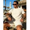image:imageUOUA Mens Shorts Set Crewneck Short Sleeve TShirt amp Shorts Twisted Texture 2 Piece Summer Outfits Casual Matching SetsBeige