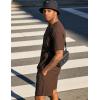 image:imageUOUA Mens Shorts Set Crewneck Short Sleeve TShirt amp Shorts Twisted Texture 2 Piece Summer Outfits Casual Matching SetsBrown