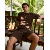 image:imageUOUA Mens Shorts Set Crewneck Short Sleeve TShirt amp Shorts Twisted Texture 2 Piece Summer Outfits Casual Matching SetsBrown