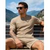 image:imageUOUA Mens Shorts Set Crewneck Short Sleeve TShirt amp Shorts Twisted Texture 2 Piece Summer Outfits Casual Matching SetsKhaki