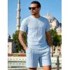 image:imageUOUA Mens Shorts Set Crewneck Short Sleeve TShirt amp Shorts Twisted Texture 2 Piece Summer Outfits Casual Matching SetsLight Blue