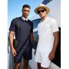 image:imageUOUA Mens Shorts Set Crewneck Short Sleeve TShirt amp Shorts Twisted Texture 2 Piece Summer Outfits Casual Matching SetsNavy Blue