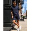 image:imageUOUA Mens Shorts Set Crewneck Short Sleeve TShirt amp Shorts Twisted Texture 2 Piece Summer Outfits Casual Matching SetsNavy Blue