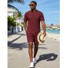 image:imageUOUA Mens Shorts Set Crewneck Short Sleeve TShirt amp Shorts Twisted Texture 2 Piece Summer Outfits Casual Matching SetsWine Red