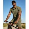image:imageUOUA Mens Summer Outfits 2 Piece Textured Set for Beach Vocation Short Sleeve Golf Polo Shirt and ShortsArmygreen
