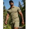 image:imageUOUA Mens Summer Outfits 2 Piece Textured Set for Beach Vocation Short Sleeve Golf Polo Shirt and ShortsArmygreen