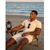 image:imageUOUA Mens Summer Outfits 2 Piece Textured Set for Beach Vocation Short Sleeve Golf Polo Shirt and ShortsBeige