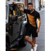 image:imageUOUA Mens Summer Outfits 2 Piece Textured Set for Beach Vocation Short Sleeve Golf Polo Shirt and ShortsBlack