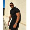 image:imageUOUA Mens Summer Outfits 2 Piece Textured Set for Beach Vocation Short Sleeve Golf Polo Shirt and ShortsBlack
