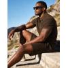 image:imageUOUA Mens Summer Outfits 2 Piece Textured Set for Beach Vocation Short Sleeve Golf Polo Shirt and ShortsBrown