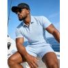 image:imageUOUA Mens Summer Outfits 2 Piece Textured Set for Beach Vocation Short Sleeve Golf Polo Shirt and ShortsLightblue