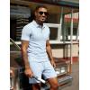 image:imageUOUA Mens Summer Outfits 2 Piece Textured Set for Beach Vocation Short Sleeve Golf Polo Shirt and ShortsLightblue